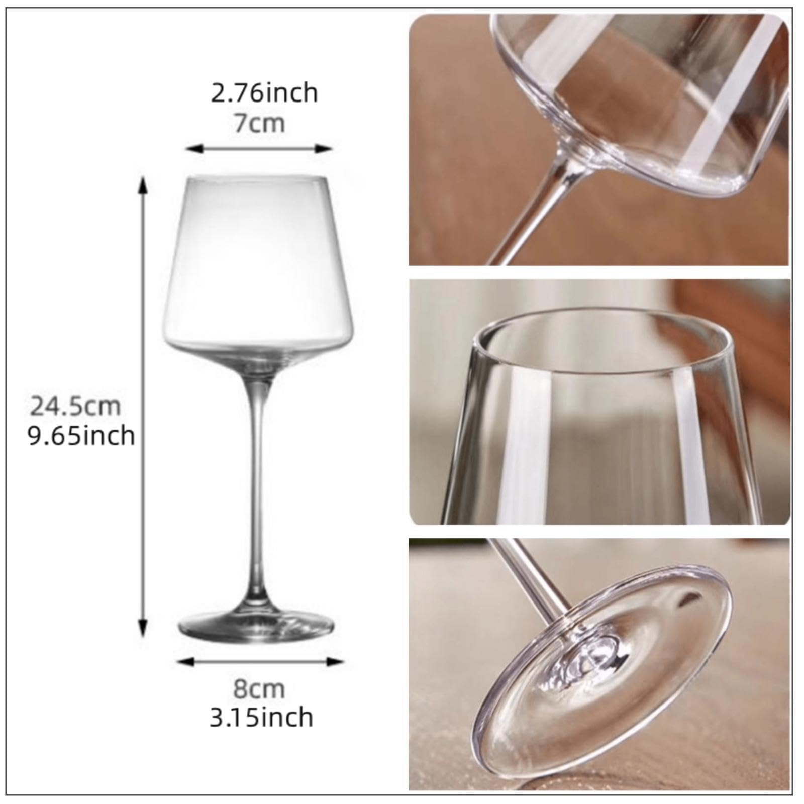 Copas de vino tinto de cristal, copas sopladas a mano de 18 onzas, vidrio transparente de tallo largo para degustación de vino tinto y blanco, boda, fiesta (6pcs)