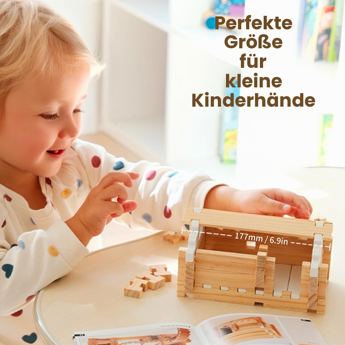 Jovi-mindly Bauklötze Set Holzklötze Spielzeug (96 Stück) mit Aufbewahrungstasche, pädagogische Klassische Holzklötze für Kleinkinder ab 3 Jahren Jungen und Mädchen, FSC Zertifiziert