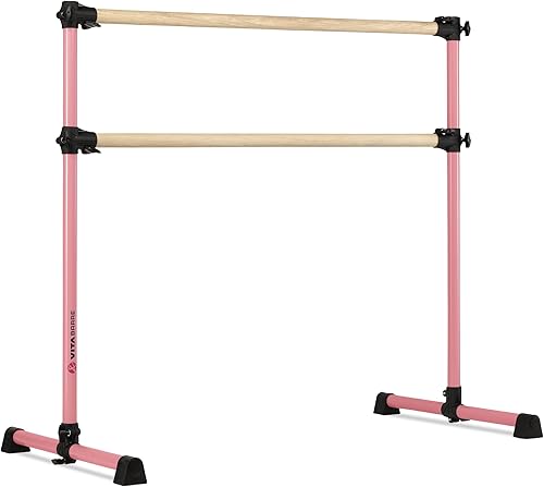 VITA Barre Portable Freestanding Double Ballet Barre, Prodigy, Wood  Adjustable Height, USA Made, Home or Gym Exercise Equipment for Kids & Adults