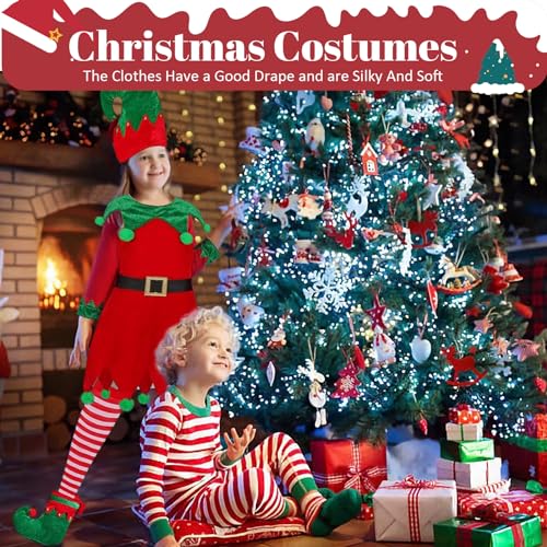Disfraz infantil de elfo de Navidad para niñas miniatura 5