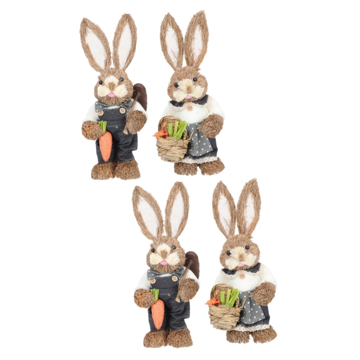 IMIKEYA 2sets Ostern Bunny Figurine Hand Woven Stroh Ornament Ostern 2 Stücke * 2