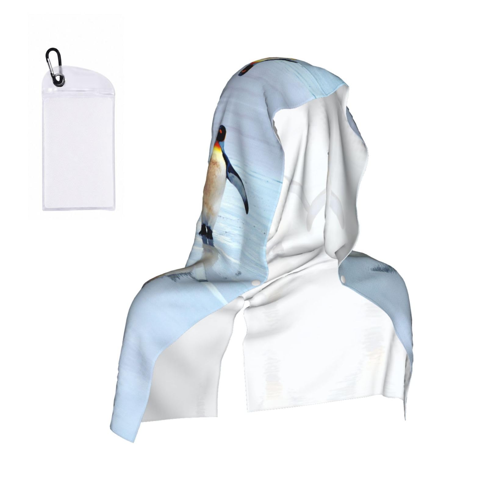 EZDLOWVBA Penguin Print 2 Pack Cooling Hoodie Towels,Sports Headscarf, Neck Wrap Scarf,Breathable Cooling Towel For Neck And Face, Travel, Swimming, Training