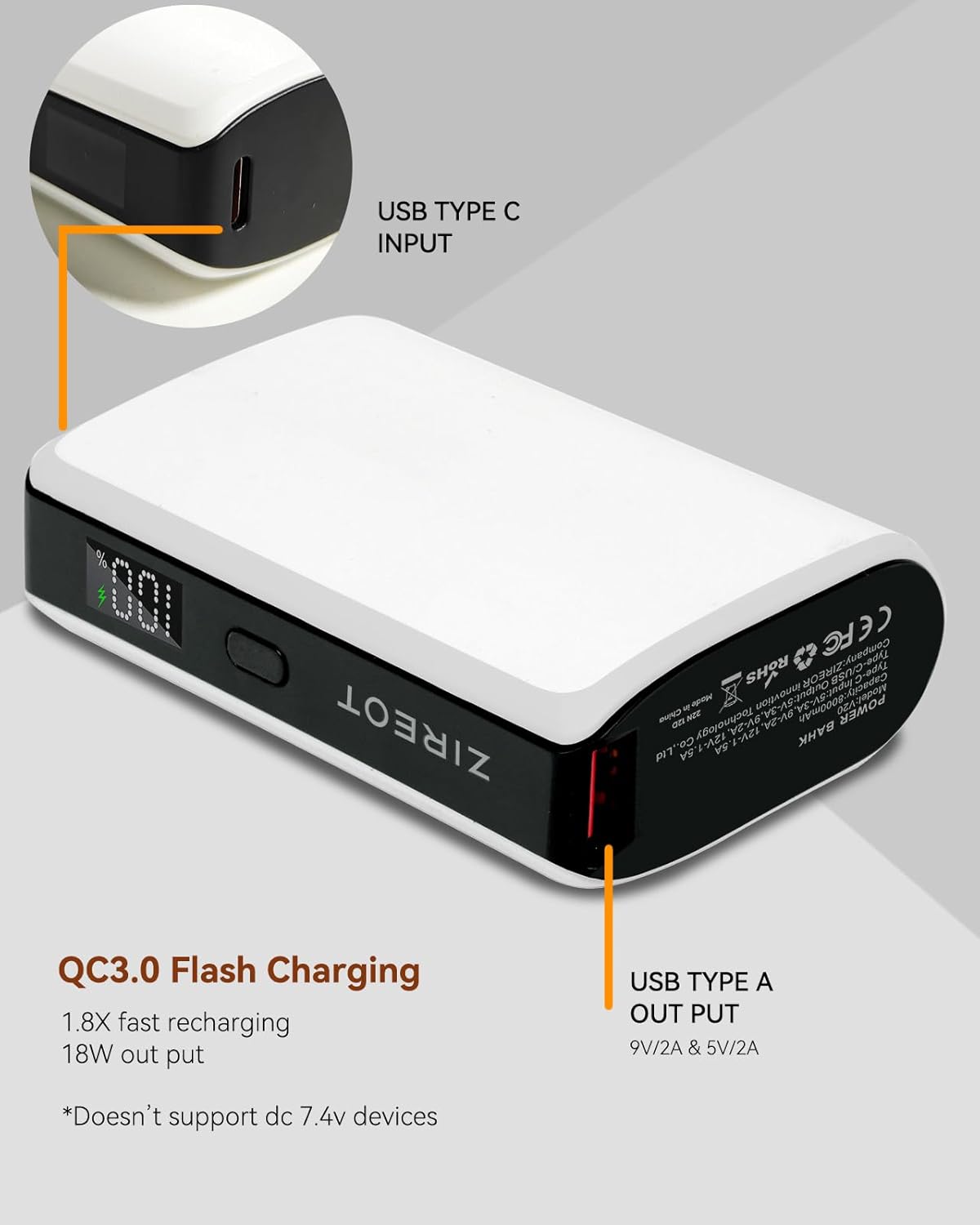 Zireot Battery Pack for USB Heated Blanket Heated Vest & USB Portable Heating Pad with High Power and Large Capacity