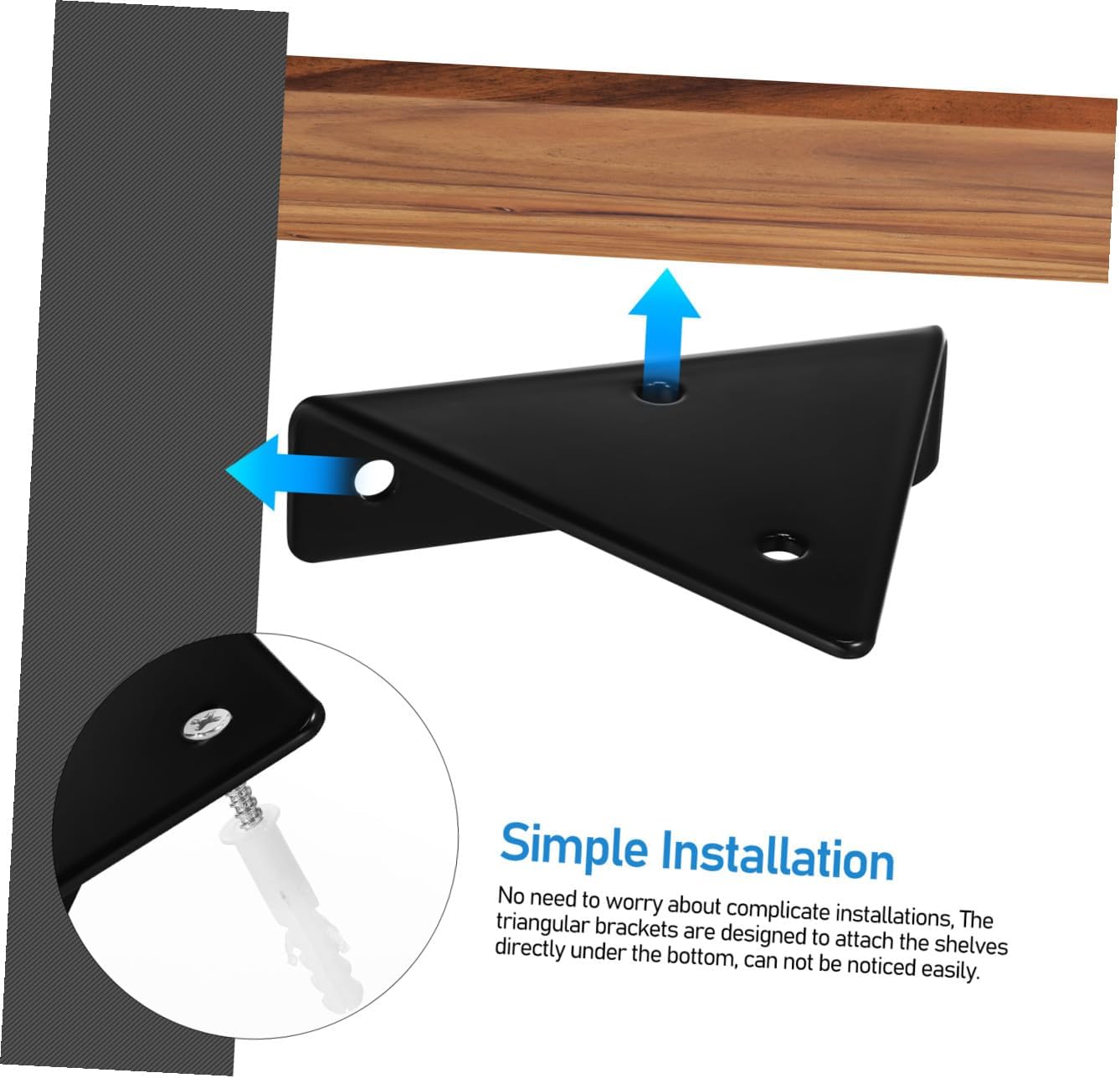 Uonlytech 6pcs Heavy Duty Floating Shelf Brackets Metal Hidden Wall Mount Supports Wrought Design for Space-Saving Storage for Home Office