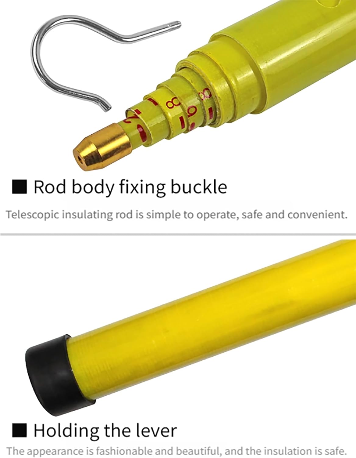 Lightweight Portable Height Measuring Rod for Electricians - Non-Conductive Epoxy Resin Height Stick with Hook, 1000cm/35.8ft, Ideal for Power Line Measurement, Comes with Carry Bag.,1000cm/35.8ft