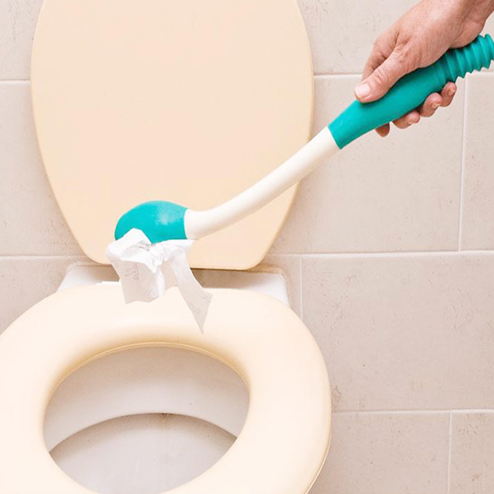Herramienta de Limpiaparabrisas Ayuda Limpieza Cadera, Soporte de Limpieza Cómodo con Mango Largo, Herramienta de Inodoro de Ayuda de Limpieza No Curvada para Ancianos y Mujeres Embarazadas