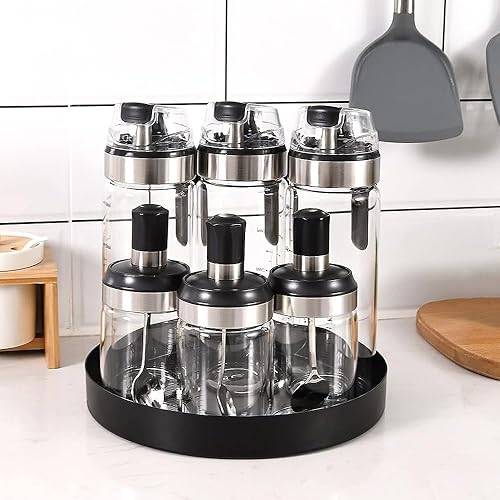 Miniatura 6 de Bandeja redonda negra para portavelas de metal, bandeja decorativa para decoración moderna del hogar de granja (7.8 pulgadas)