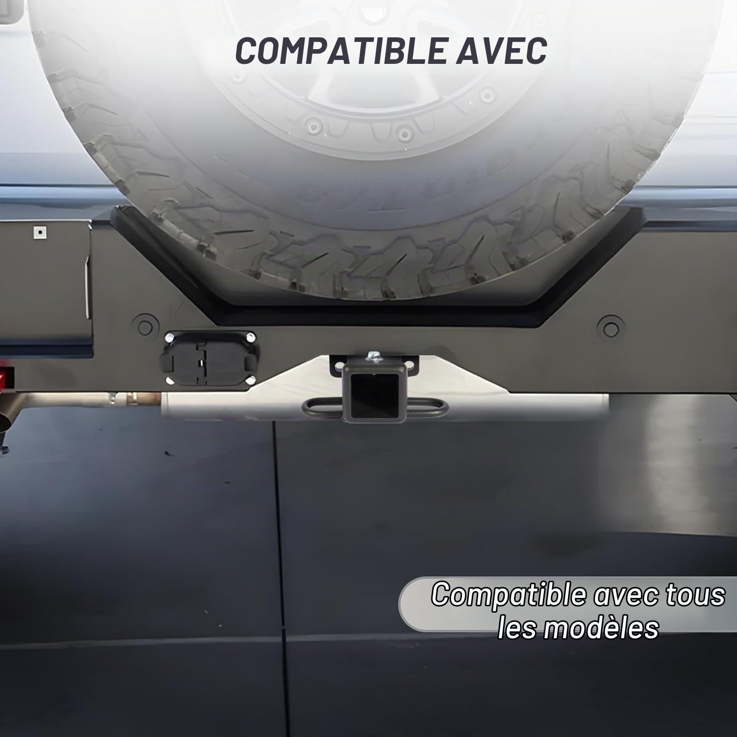 Adaptateur de Récepteur d‘Attelage de 2 Pouces pour Fixer Le Tube Récepteur – Universel pour Pick-up et SUV, Acier Robust, Facile à Installer