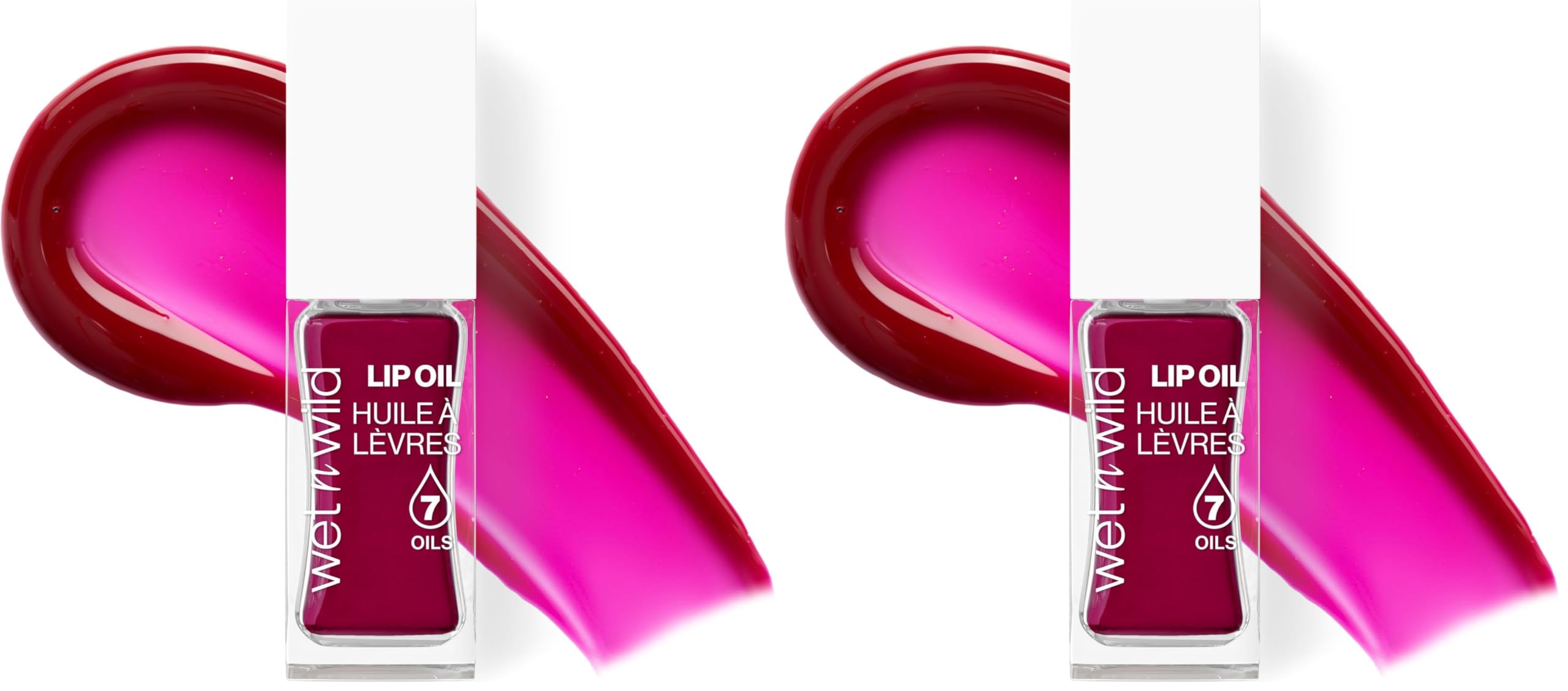 wet n wild Lip Oil - Lightweight, Non-Sticky, Hydrating & Nourishing Formula with Marula & Jojoba Oils, Vegan & Cruelty-Free - Merlot Glass (Pack of 2)
