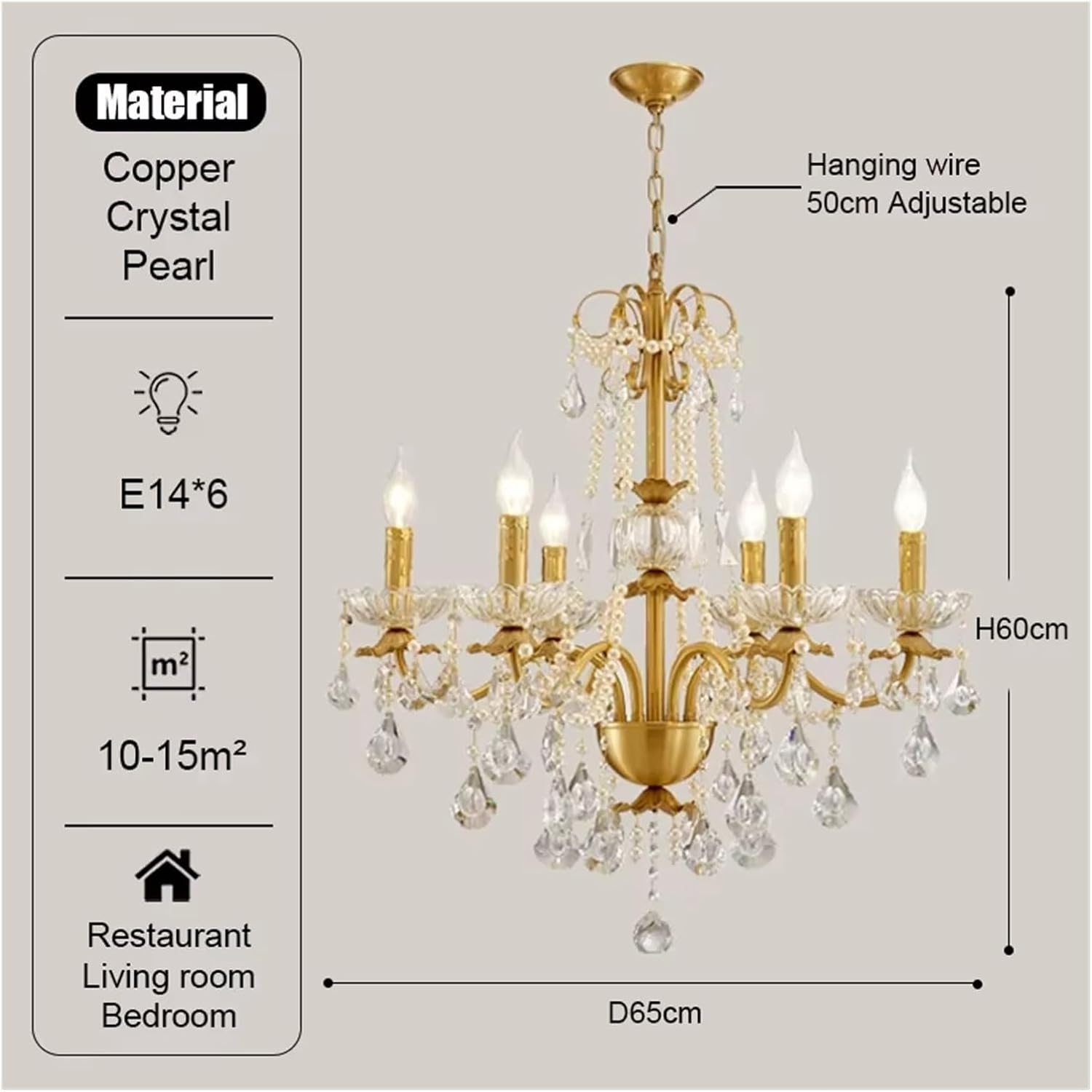 Retro Gold Luxurious Brass Crystal Chandelier Villa Living Dining Bedroom Room Candle Lights Lustre Decor Pendant Lamps,Indoor Illumination