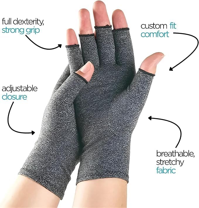 Hand Compression Gloves for Nikken KenkoTherm Glove 17096, Comfortable Support Wear for Hands, Fingerless Gloves for Women & Men, Flexible & Breathable Fabric, Easy Fit & Durable for Daily Use,X-Large