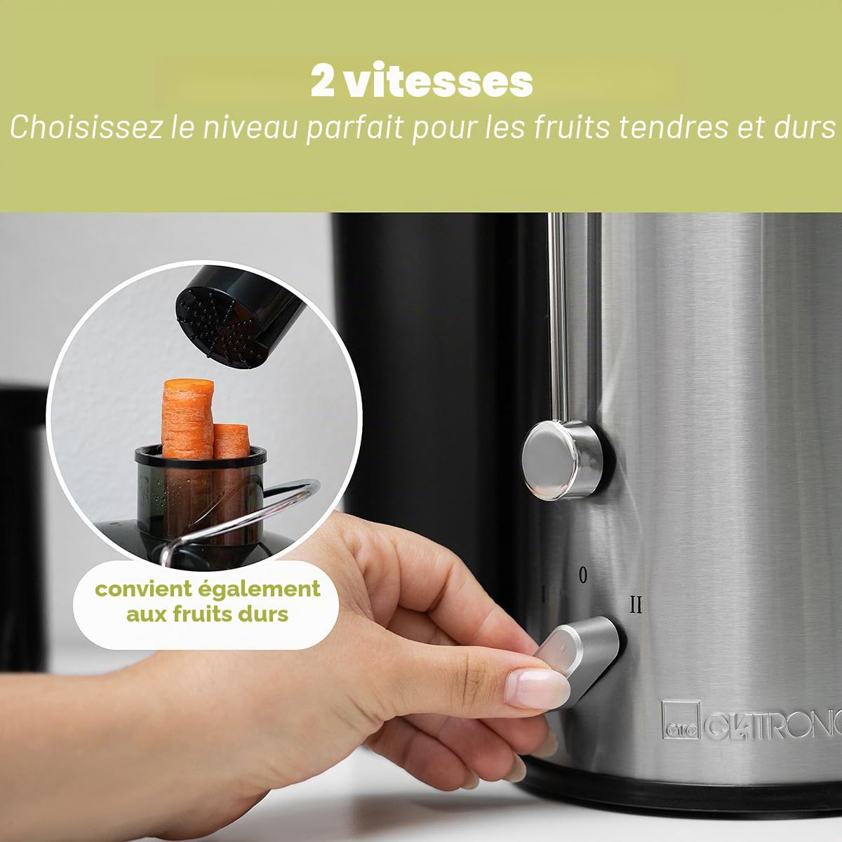 Centrifugeuse Automatique - Extracteur de Jus - Centrifugeuse Proféssionnelle Démontable - Extracteur de Jus Fruits et Légumes avec 3 Vitesses - AE 3666 noir CLATRONIC