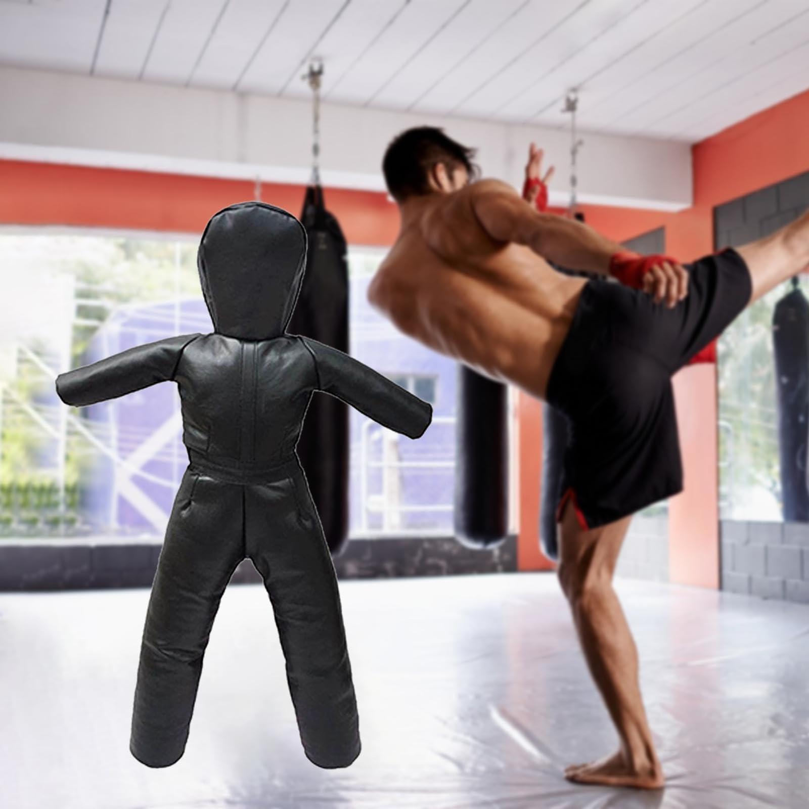 Vaveren Unfilled Wrestling Dummy Grappling Training Aid Equipment Sparring Tool Boxing Dummy Punching Bag for Practicing Exercise MMA, Black