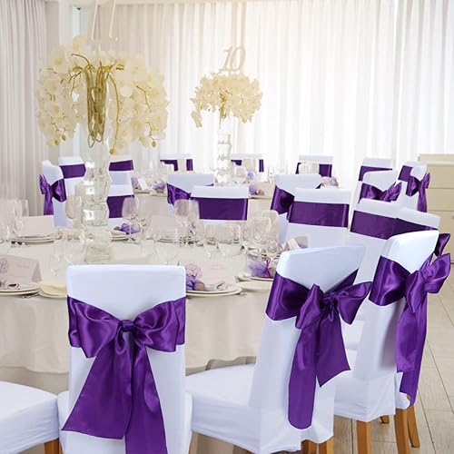 Vista 27 de Babenest - 10 lazos para sillas de satén para bodas, banquetes o fiestas de Navidad, baby shower eventos decoración (dorado)