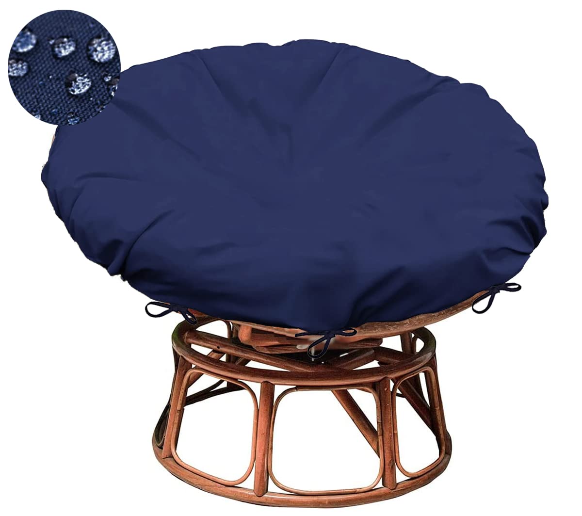 Sqodok Papasan Cushion Cover 55in for Indoor/Outdoor Chair - Waterproof Slipcover With Zipper and Ties, Machine Washable, Blue