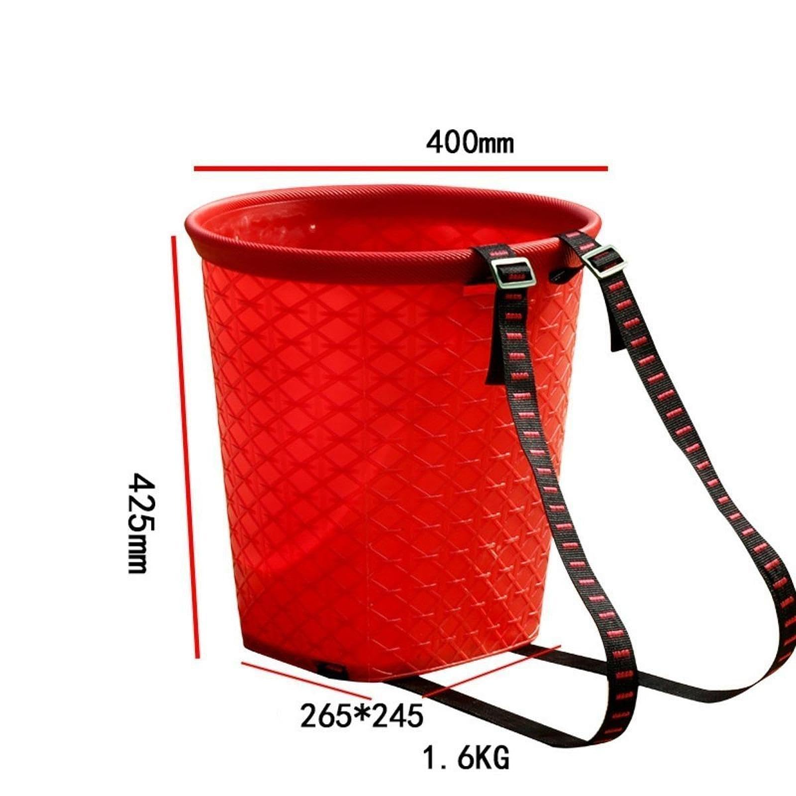 Cestino posteriore per acqua, secchio agricolo portatile per raccolta frutteto, con cinghie, per shopping, escursionismo, pesca, picnic, rosso