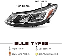 Vista 3 de JSBOYAT Compatible con Chevy Cruze 2016-2019 Ensamble de Faros Delanteros de Reemplazo Halógeno Sin Proyector Faro Delantero de Fábrica Estilo OE