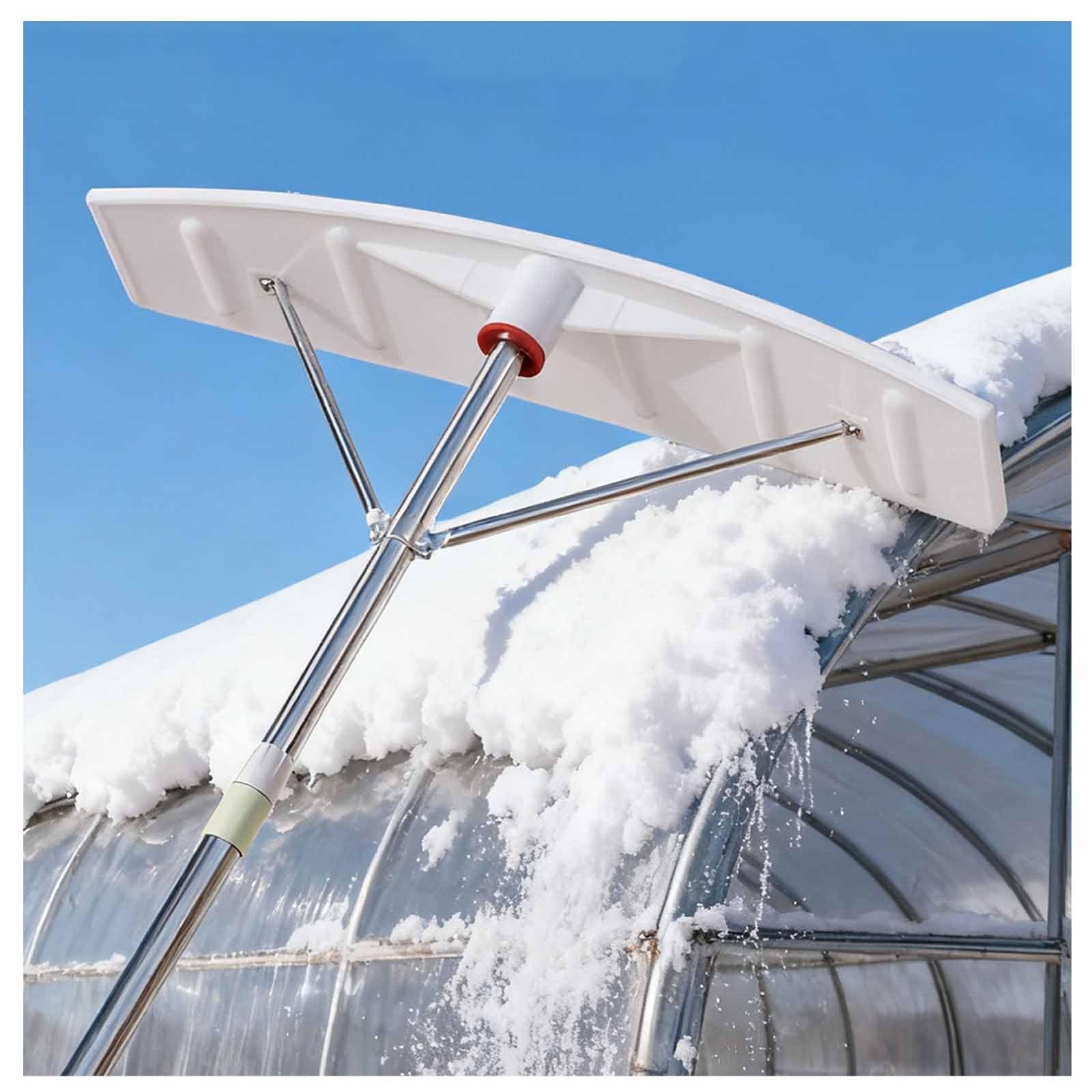 Râteau à Neige télescopique pour toiture, Outil en Aluminium réglable de 1,9 à 6,4 m avec poignée antidérapante pour Un déneigement Efficace des toits, Le Retrait des Feuilles et des débris
