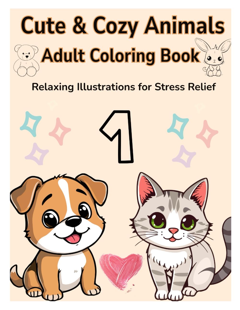 Cute & Cozy Animals Adult Coloring Book: Relaxing Illustrations for Stress Relief