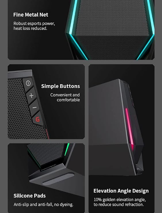 Edifier G1500 2.0 Bluetooth Gaming Speakers with RGB Lighting - Black