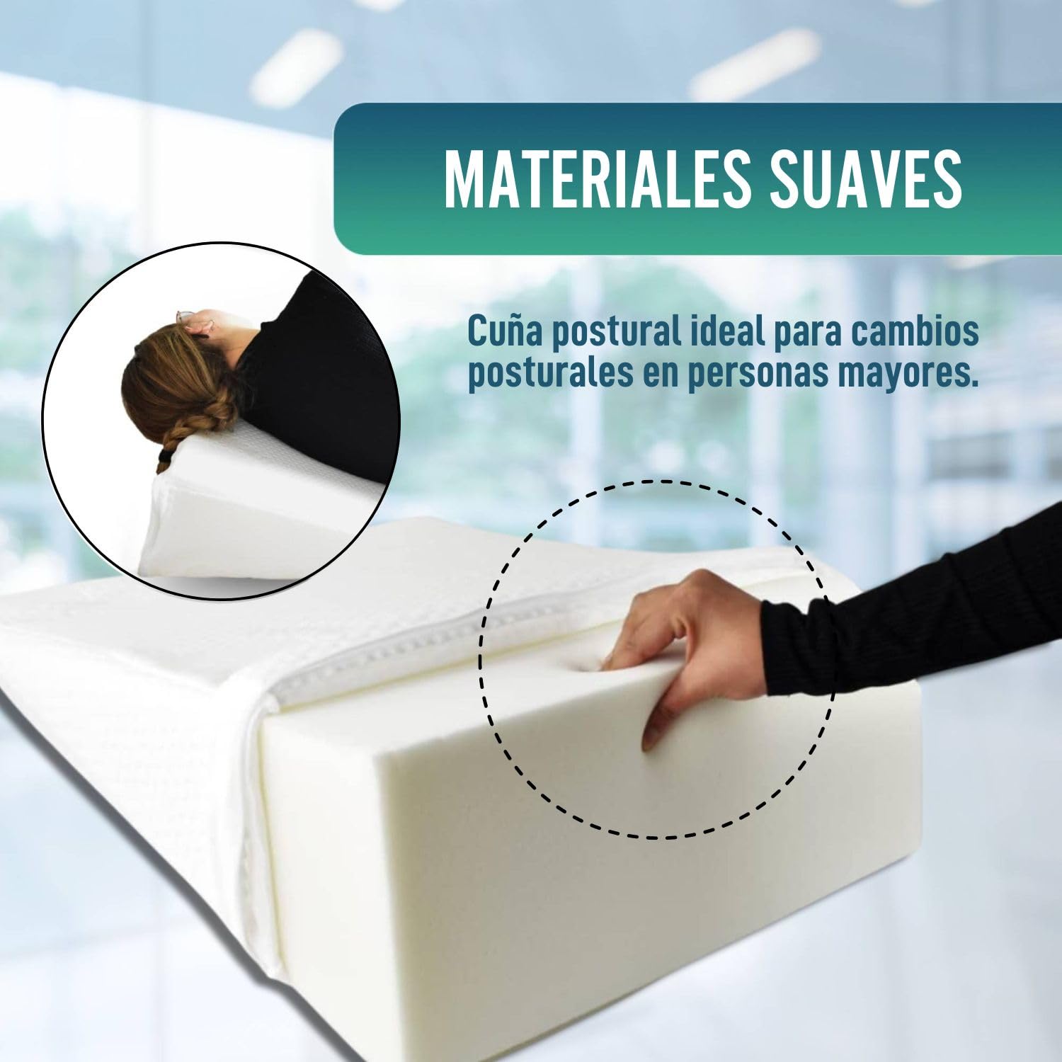OrtoPrime Cojín Cuña Posicionadora para Cambios Posturales - Cuña antireflujo Adulto - Almohada Cambios Posturales - Cuña Postural para Mayores - Cojín Volteador - Cuña para Cama Adulto, 10652