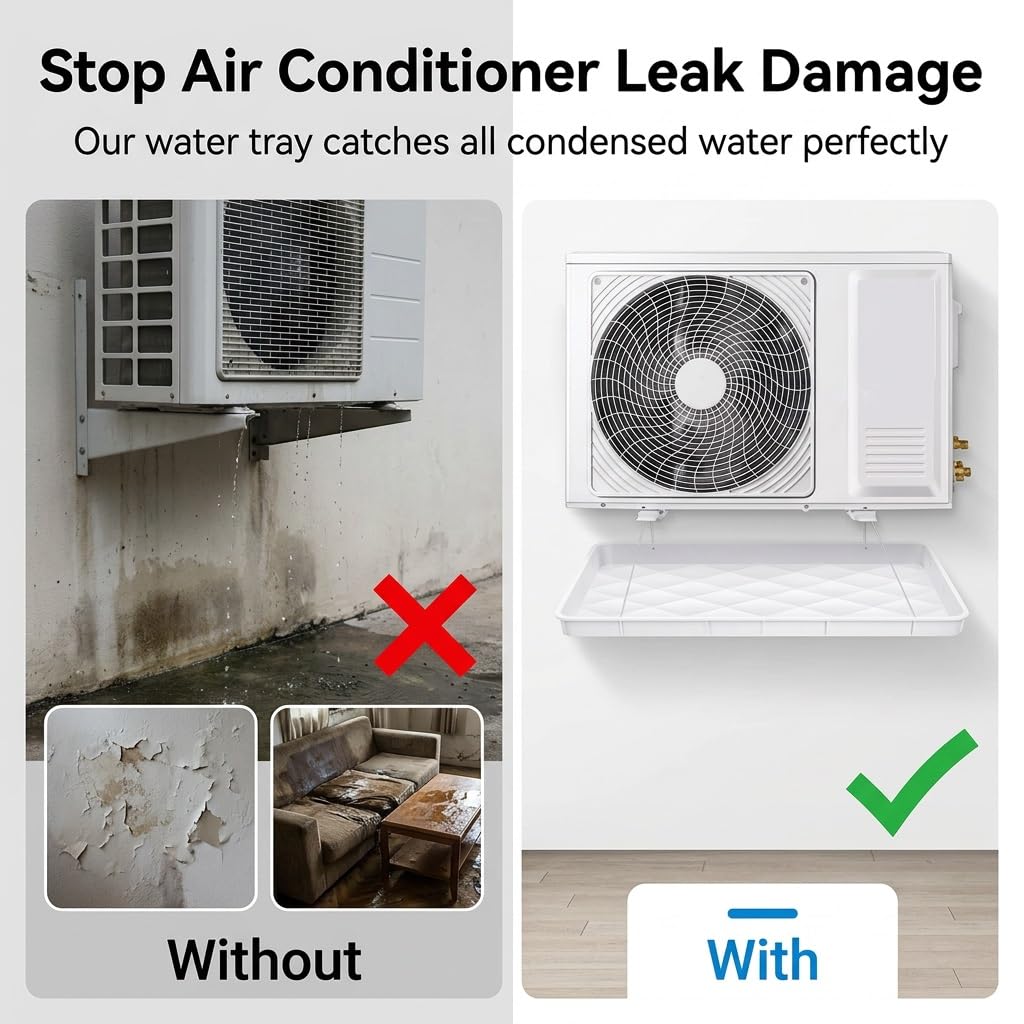Aire Acondicionado con Bandeja de condensado | Bandeja de recogida universal for unidades de pared y comerciales con bomba de calor AC(40*30cm(16*12in))