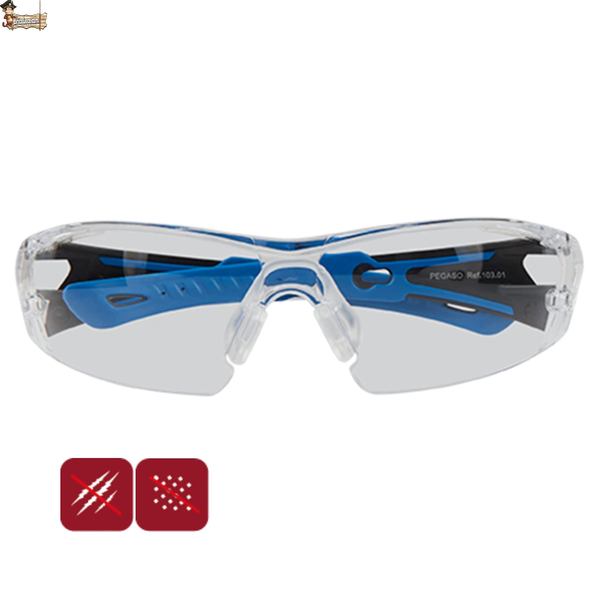 BricoLoco Ochronne okulary robocze, ergonomiczne, odporne na wstrząsy, filtr światła UV, odporne na zarysowania, przeciwmgielne, EPI