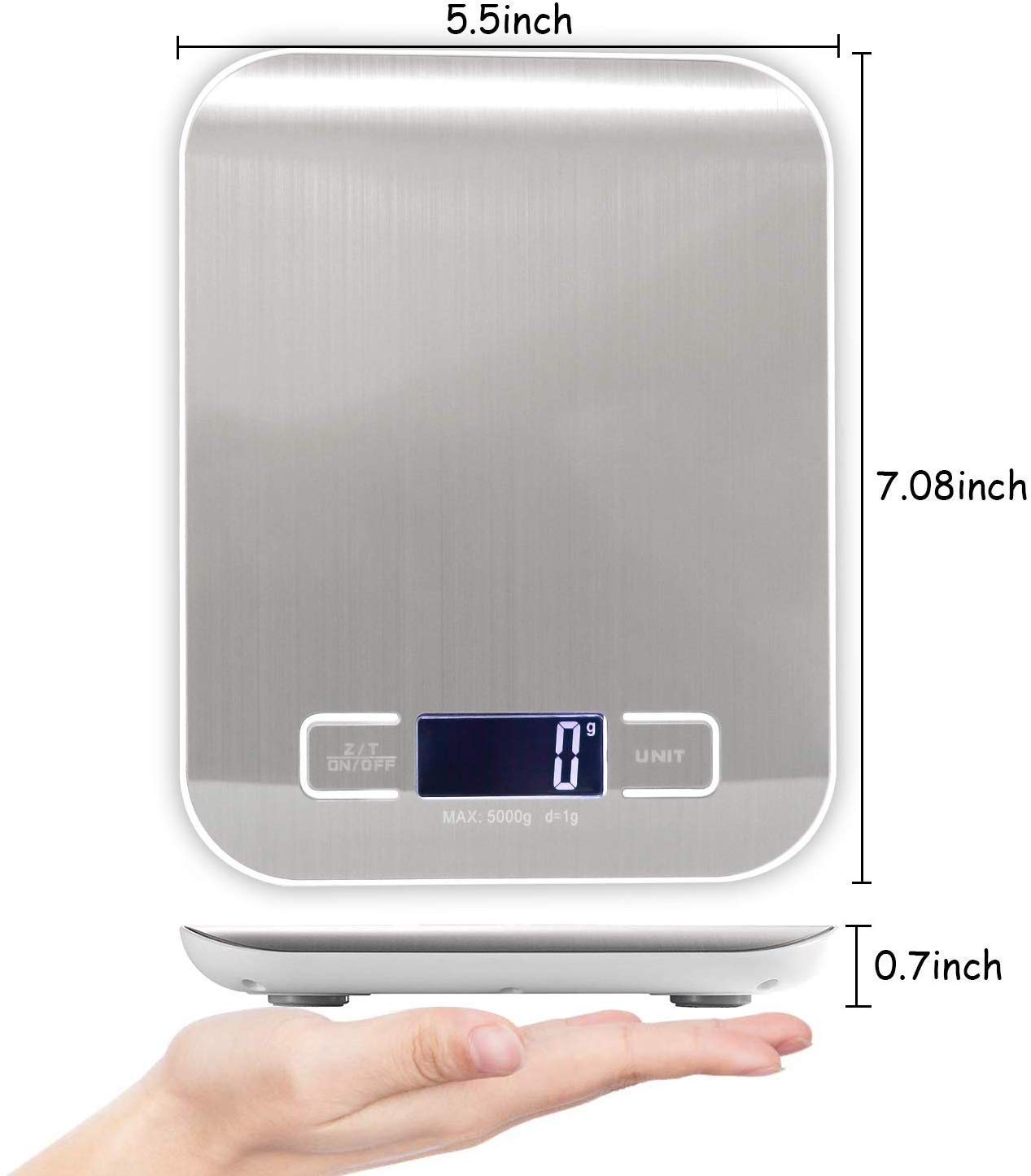 Elektroniczna waga kuchenna 10 kg/1G, cyfrowa waga z wyświetlaczem LCD, waga kuchenna żywności, zasilanie bateryjne