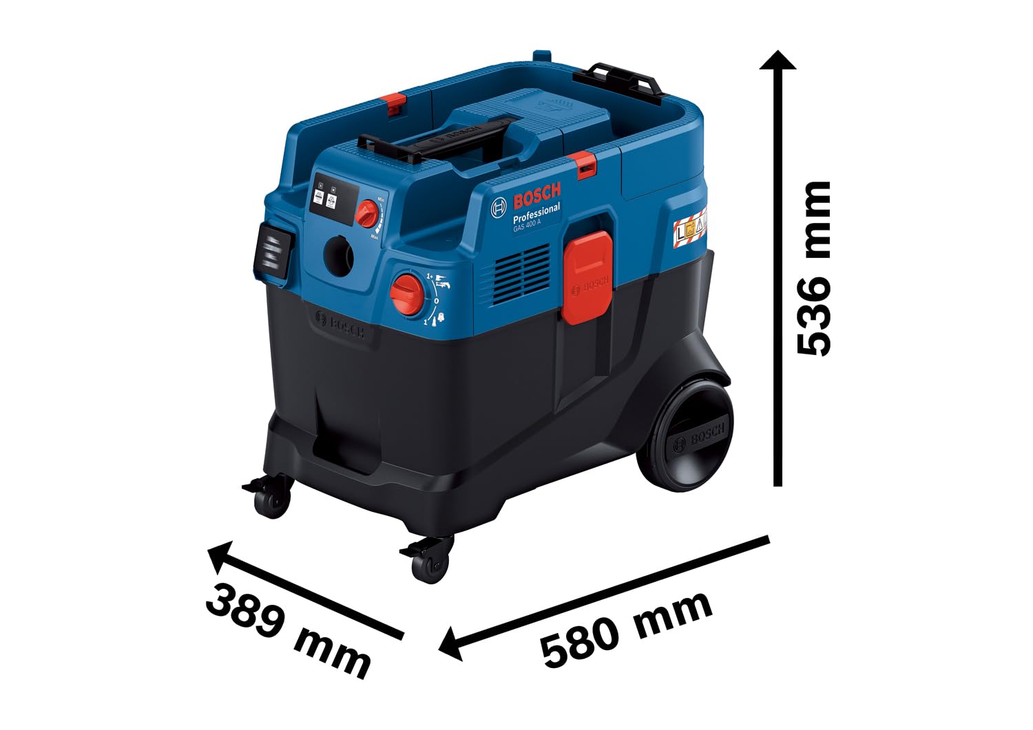 Bosch Professional aspirador universal GAS 400 A (1200 W, limpieza automática del filtro (AFC), con filtro principal, manguera, adaptador PT, tubo curvado, 2 bolsas de recogida de polvo)