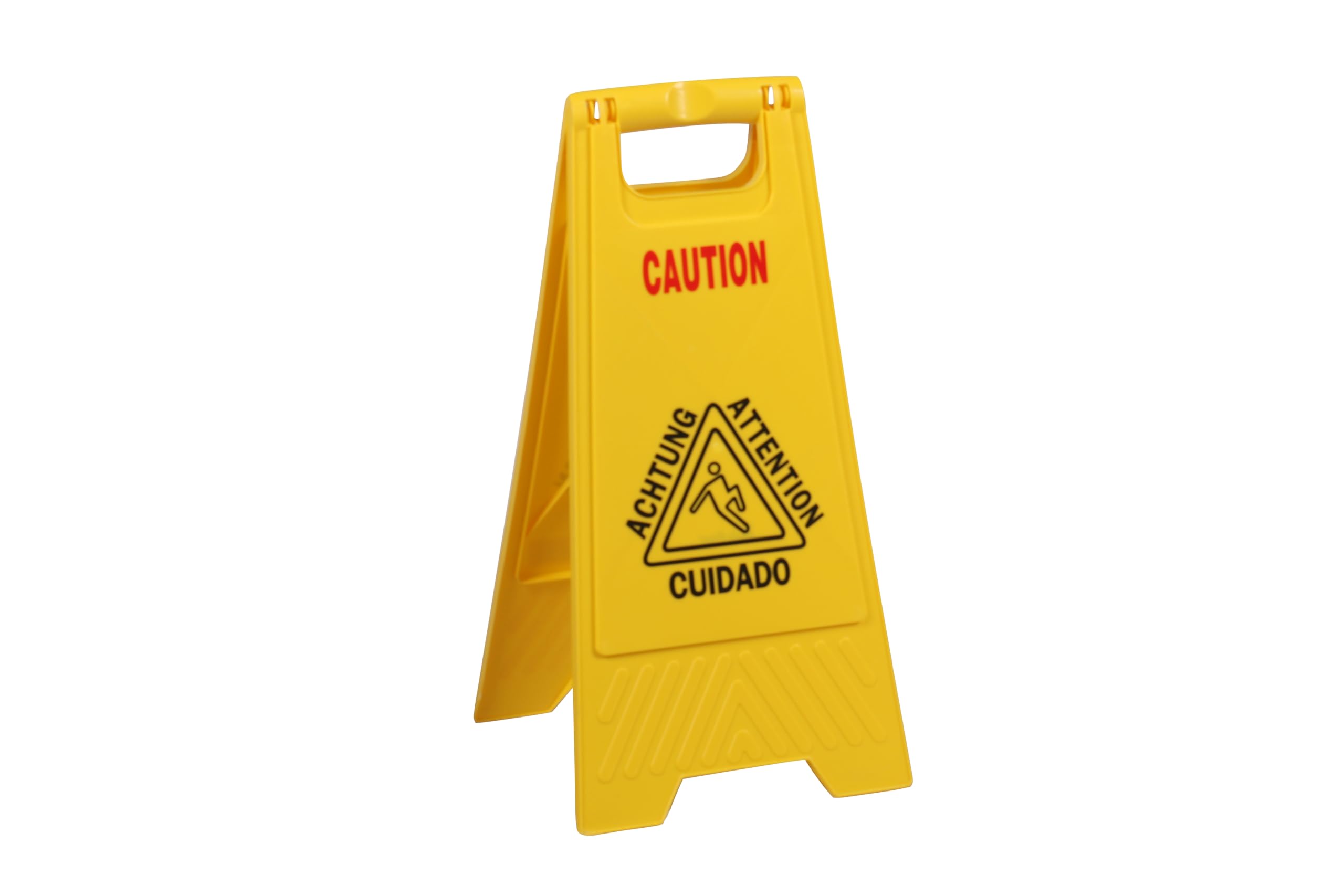 Señal de precaución "Wet Floor", color amarillo brillante, resistente, resbaladizo cuando está mojado, con marco en A