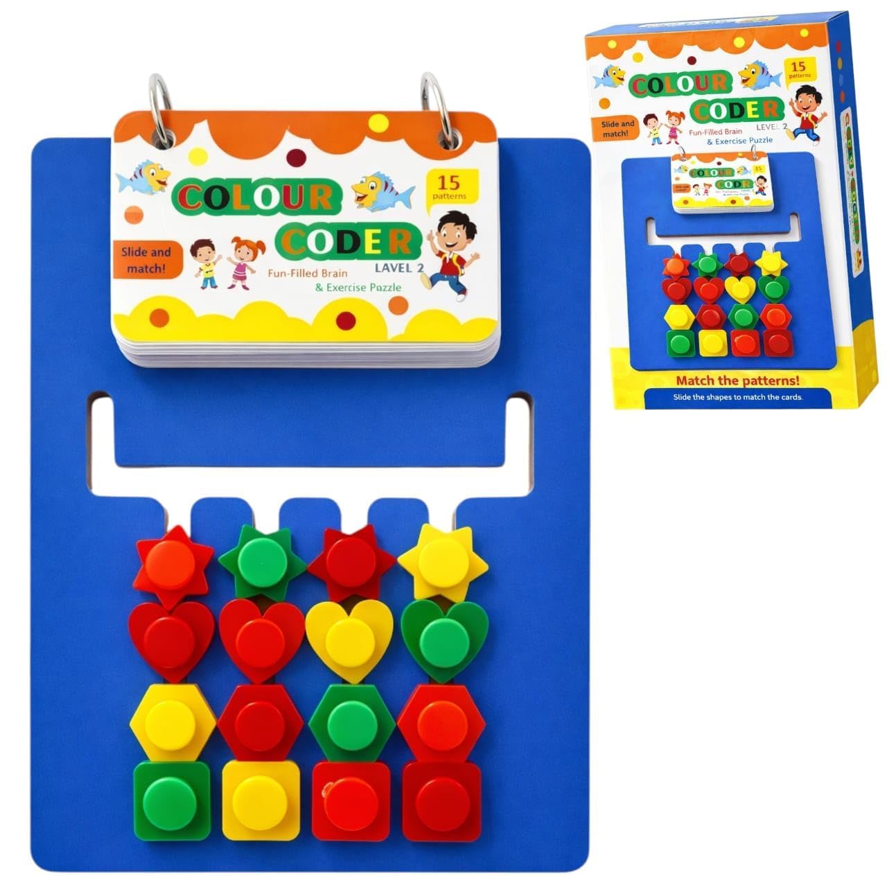 Khasala Brothers® Learning Toys Slide Puzzle Color & Pattern Matching Brain Teasers Logic Game, Montessori Puzzle Game,Preschool Educational Wooden Toys for Kids (Blue)-image-18