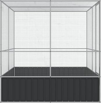 Lechnical Aviary Silver 211x207x212 cm Steel,Aviary,Birdcage,Bird Aviary Outdoor,Outdoor Aviary-172584