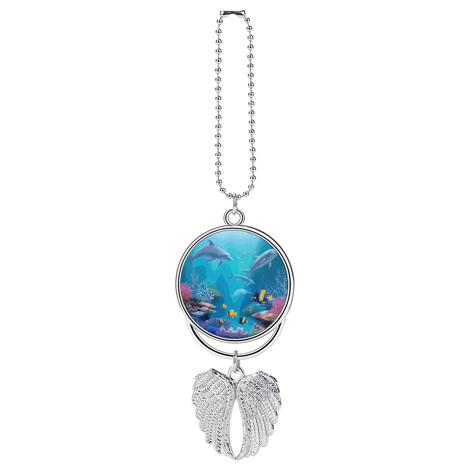 Blue Ocean Underwater Fish Car Charm Alloy Car Rear View Mirrors Hanging Ornaments Stylish Car Pendant Funny Auto Hanging Accessories Car Hanging Ornaments Gift for Women Men