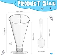 Vista 3 de Nuogo Paquete de 50 tazas transparentes de postre cucharas, mini tazas de postre, cucharas de plástico de Martini de 4 onzas, vasos de postre