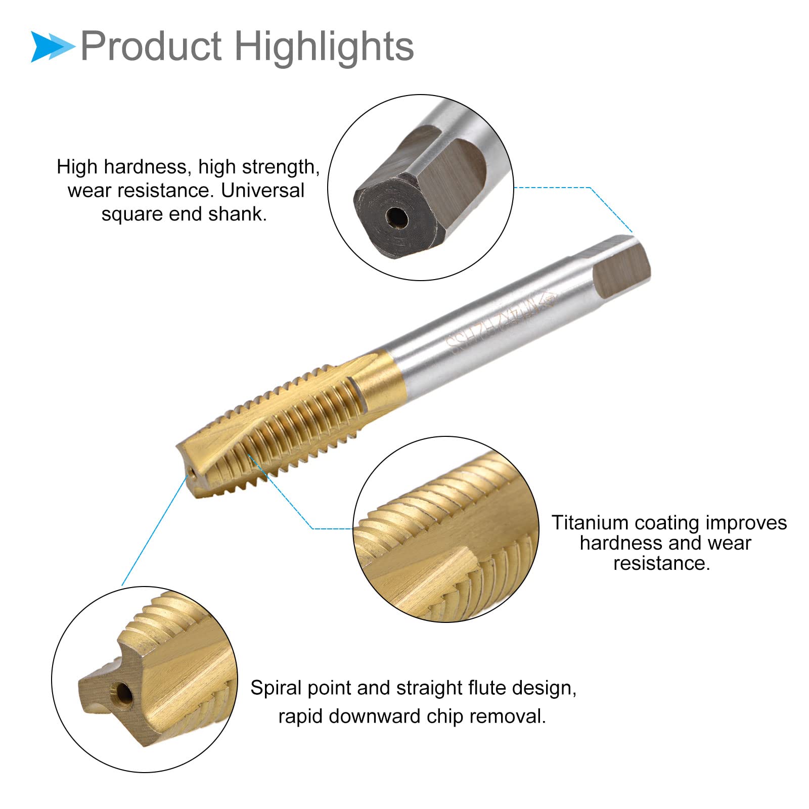 Spirale Punta Maschi, Metrico M14 x 2 Filo, Titanio Rivestito Alta Velocità Acciaio 6542 Vite Fresatura Foratura Maschio per Perforazione Macchina, 1-Pezzo