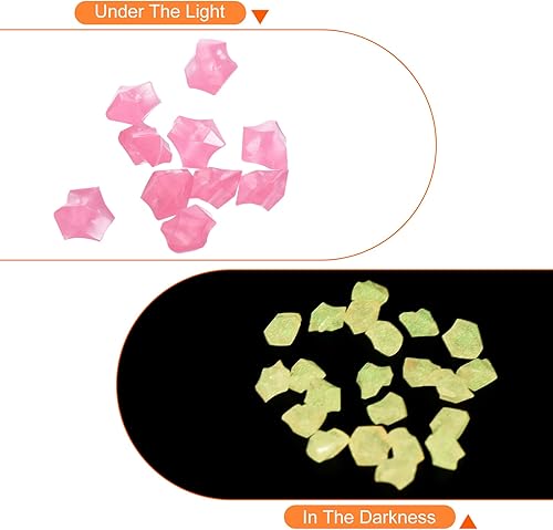 Miniatura 4 de MECCANIXITY 300 piedras brillantes de 8 a 0.394 in brillantes para decoración en la oscuridad, piedras luminosas, decoración de bricolaje rosa