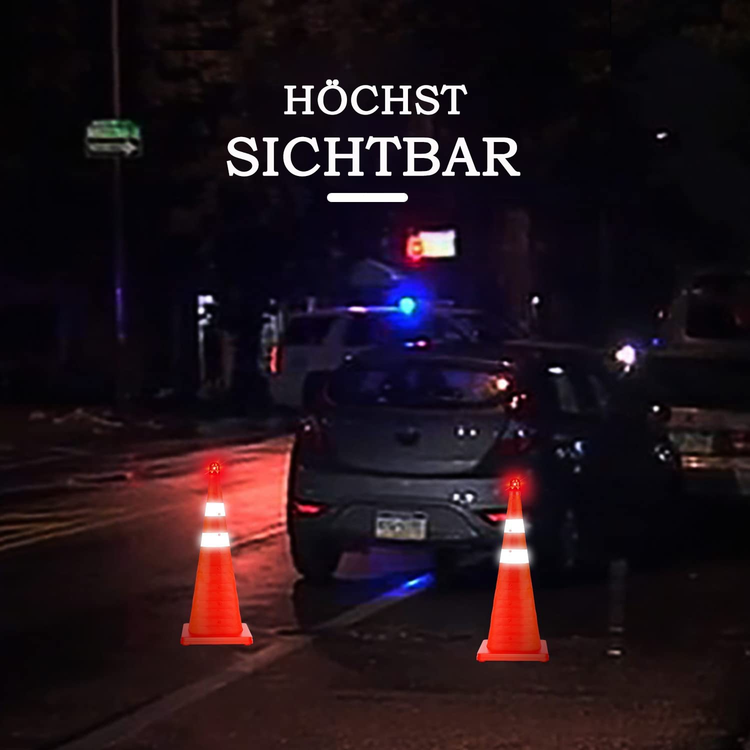 4er-Pack LED Warnleuchte für Faltleitkegel, 360-Grad-Sichtbarkeit, Blinkleuchte für Faltbare Verkehrskegel, Sicherheitskegel, Barrikaden, Parken, Camping und Notfälle