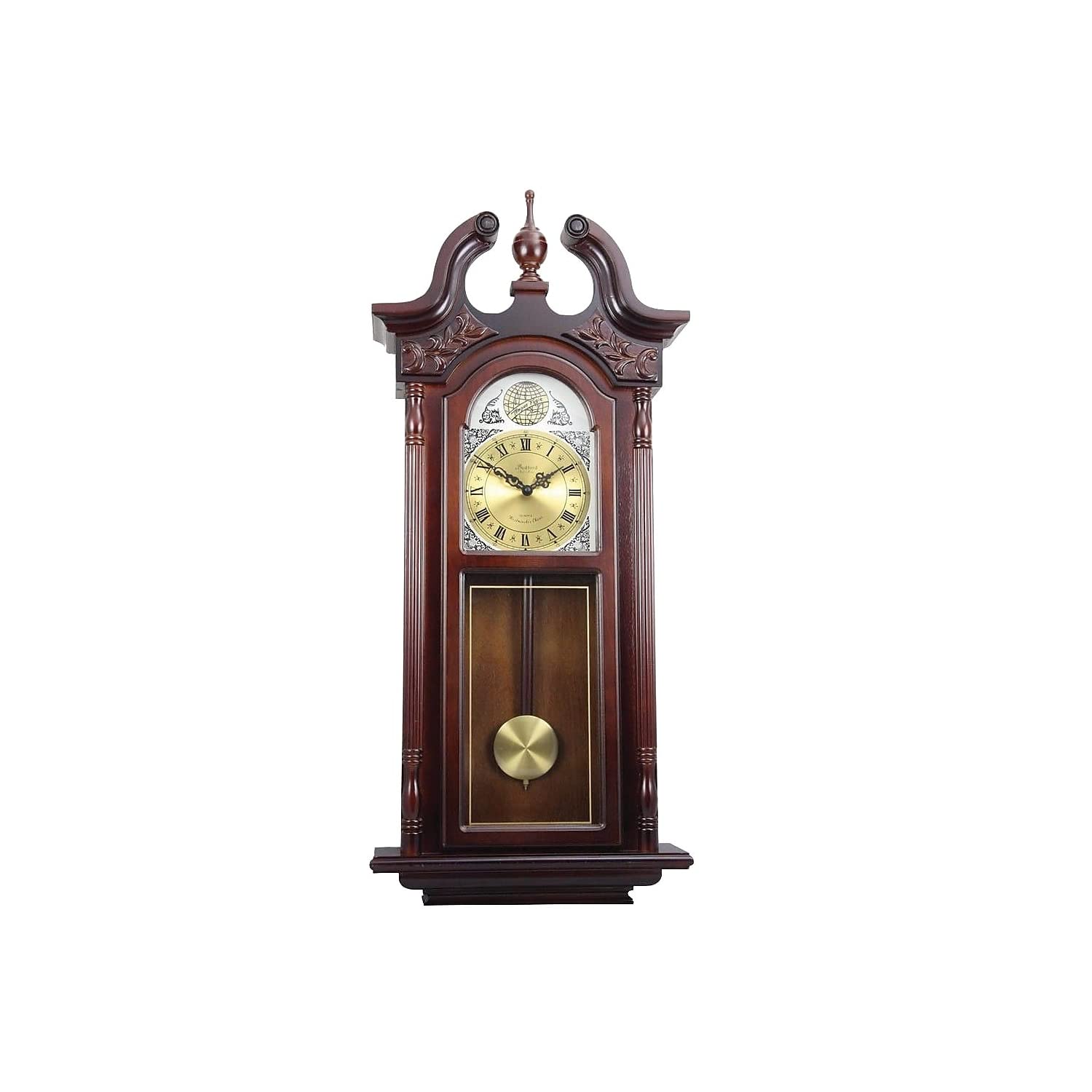 Bedford Clock Bedford Analog 38-inch Cherry Oak Grand Antique Chiming Wall Clock (BED-7715) (93597057M)