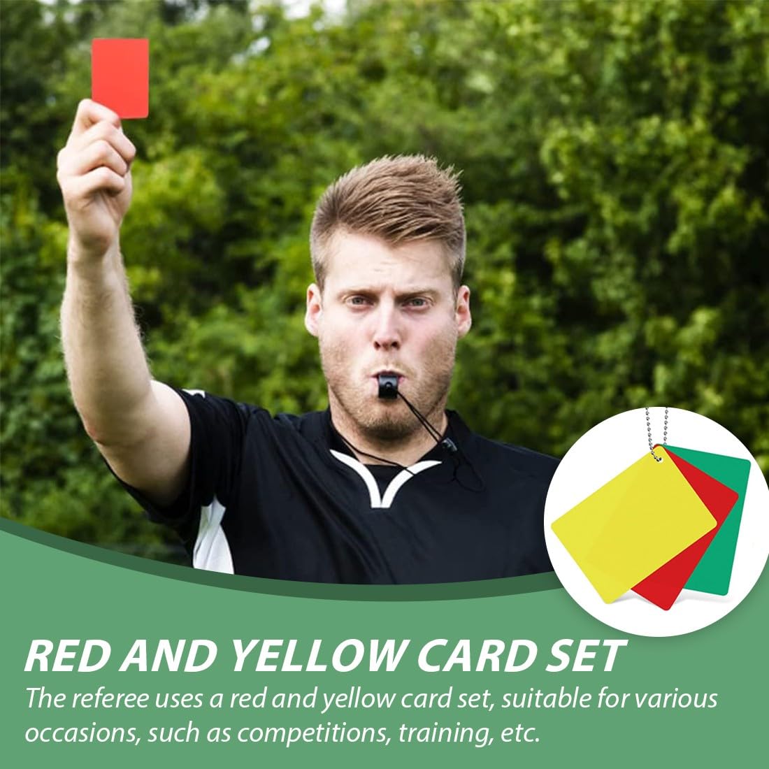 Carton Arbitre Football,3 Set de Carte Foot,Cartons de Pénalité D'arbitre Football Rouge Jaune Vert,Cartes Pénalité Portable pour Matchs,Entraînements,Sport