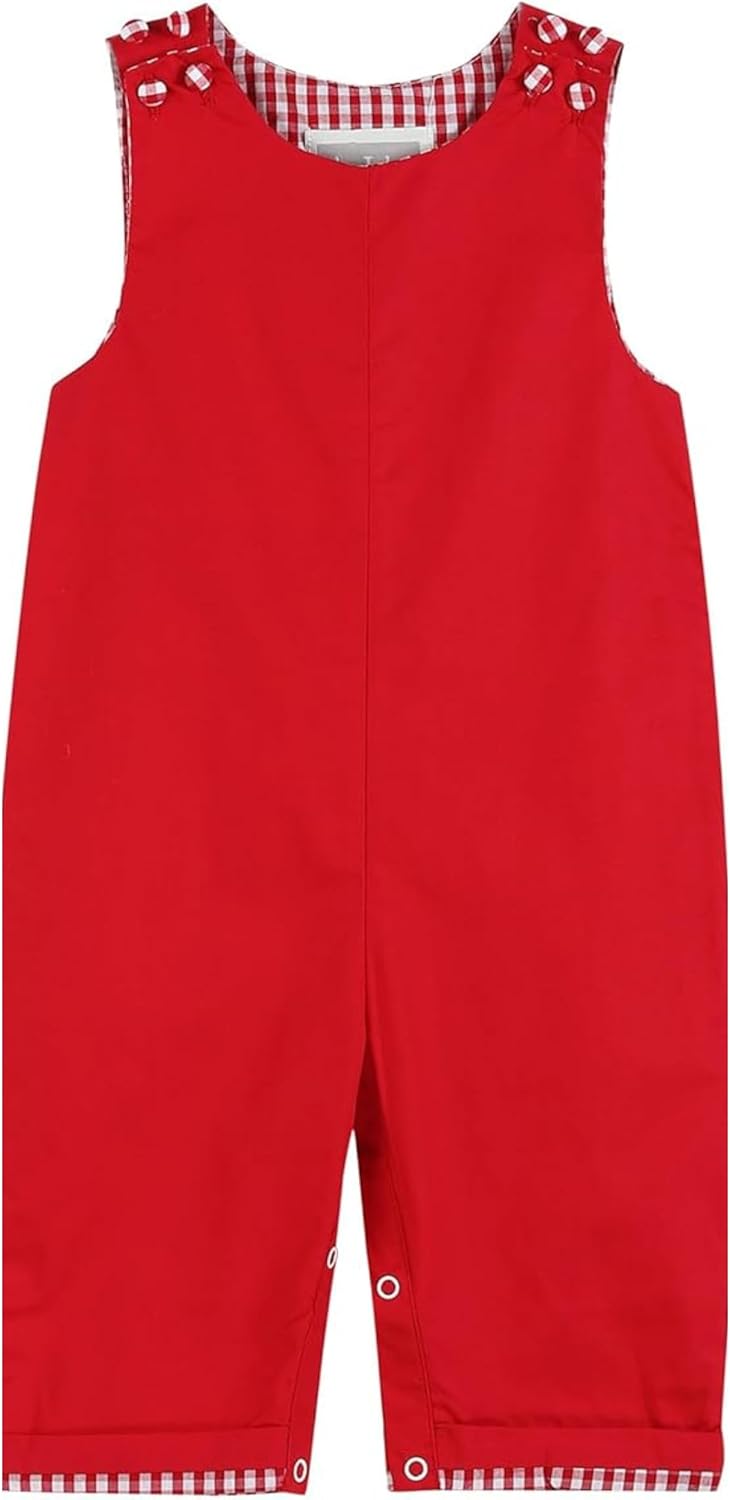 Lil cactus Red Gingham Trim Overalls