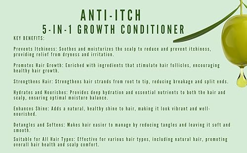 Miniatura 5 de Rosponse On Orgainc Natural 5 en 1 acondicionador de crecimiento sin picazón con aceite de oliva, 8 onzas