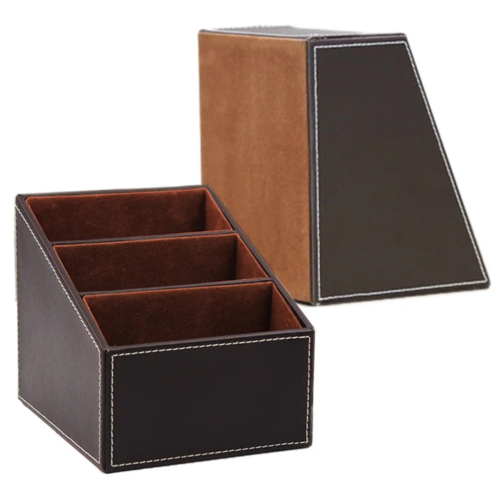 Fernbedienungs-Organizer, Leder-Fernbedienungshalter, Desktop-Organizer, Aufbewahrungsbox for Telefon, Büro, Kosmetik Für Fernbedienung(Black)