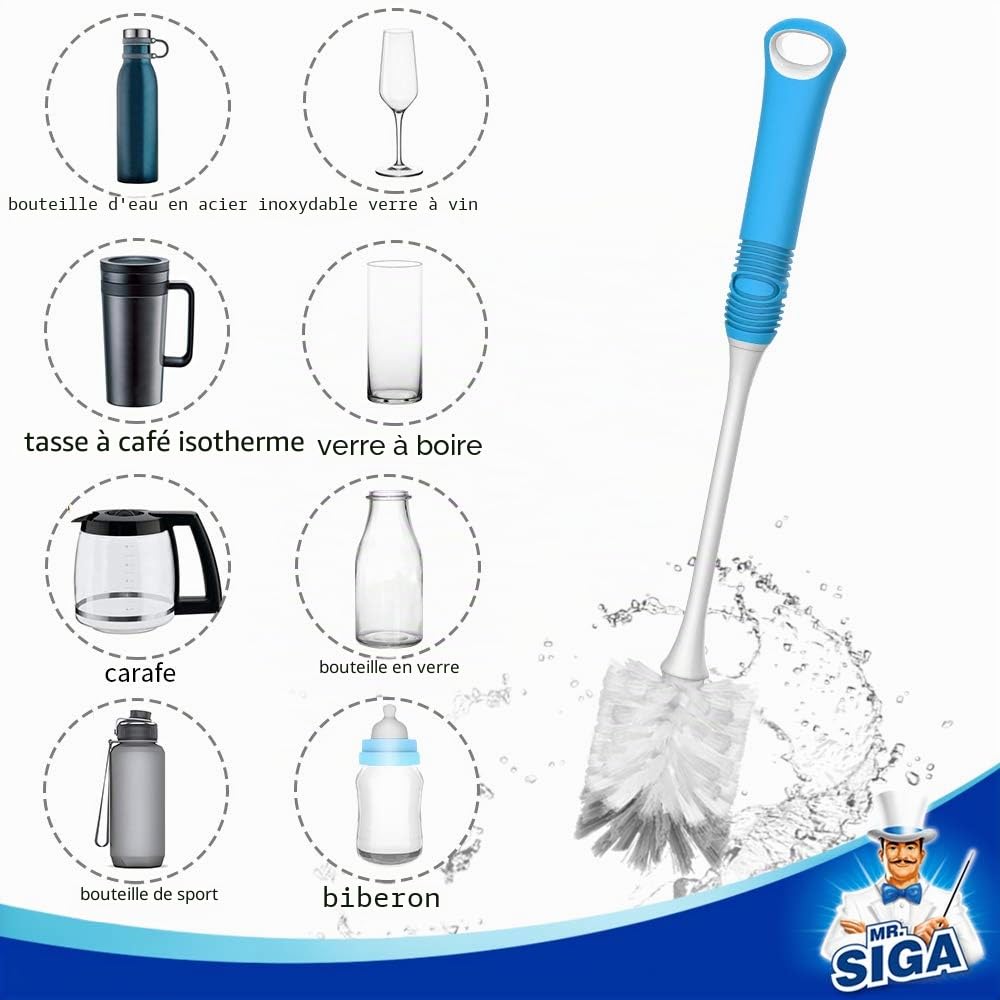 MR.SIGA Goupillon Bouteille avec Long Manche, Brosse Biberon Bouteille Thermos Tasse