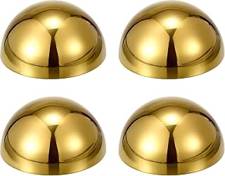 uxcell 4pcs Stainless Steel Gazing Sphere, 3.5" Hollow Mirror Polished Hemisphere Wall Decor Semi Ball Reflective Outdoor Ornament for Garden Gate Stair Handrails, Golden