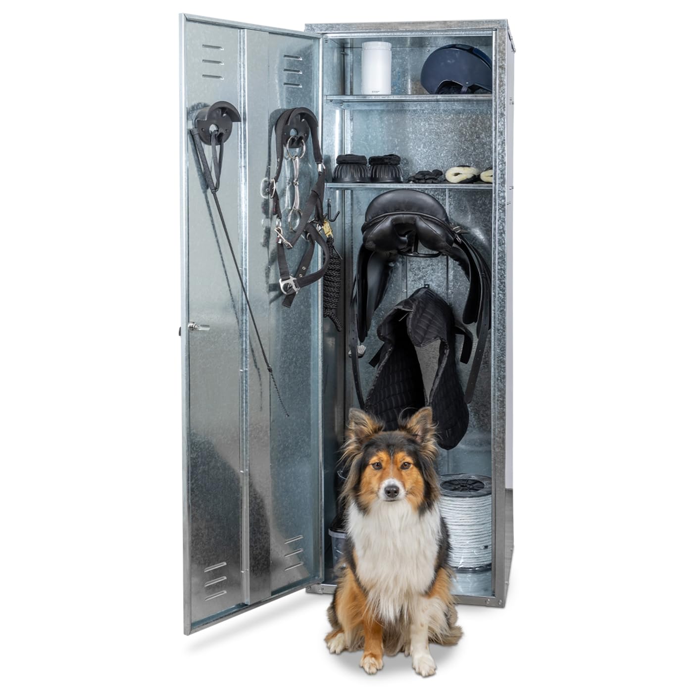 VOSS.farming Sattelschrank für 2 Sättel 60x60x180cm verzinktes Stahlblech mit Schloss
