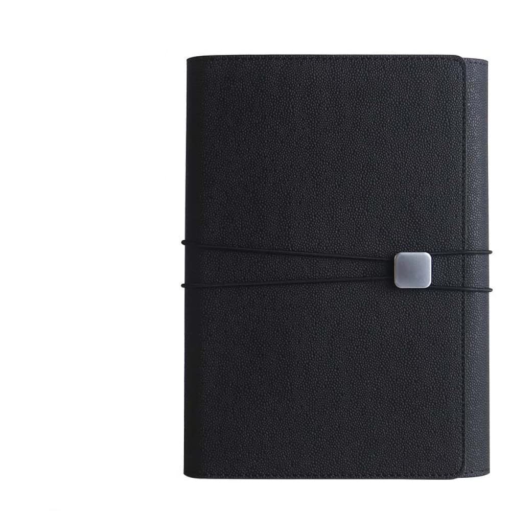 A5 Cuaderno creativo de hojas sueltas Bloc de notas multifunción Cuenta de mano de negocios Estuche de cuero Cubierta protectora para portátil,Black,1pcs