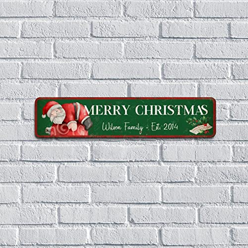 Wodevor Aluminum Sign Merry Christmas Customized Street Sign Christmas Welcome Retro Metal Signs Outdoor Signs Hanging Wall Plaque Kitchen 4X18 Inch #TOP22