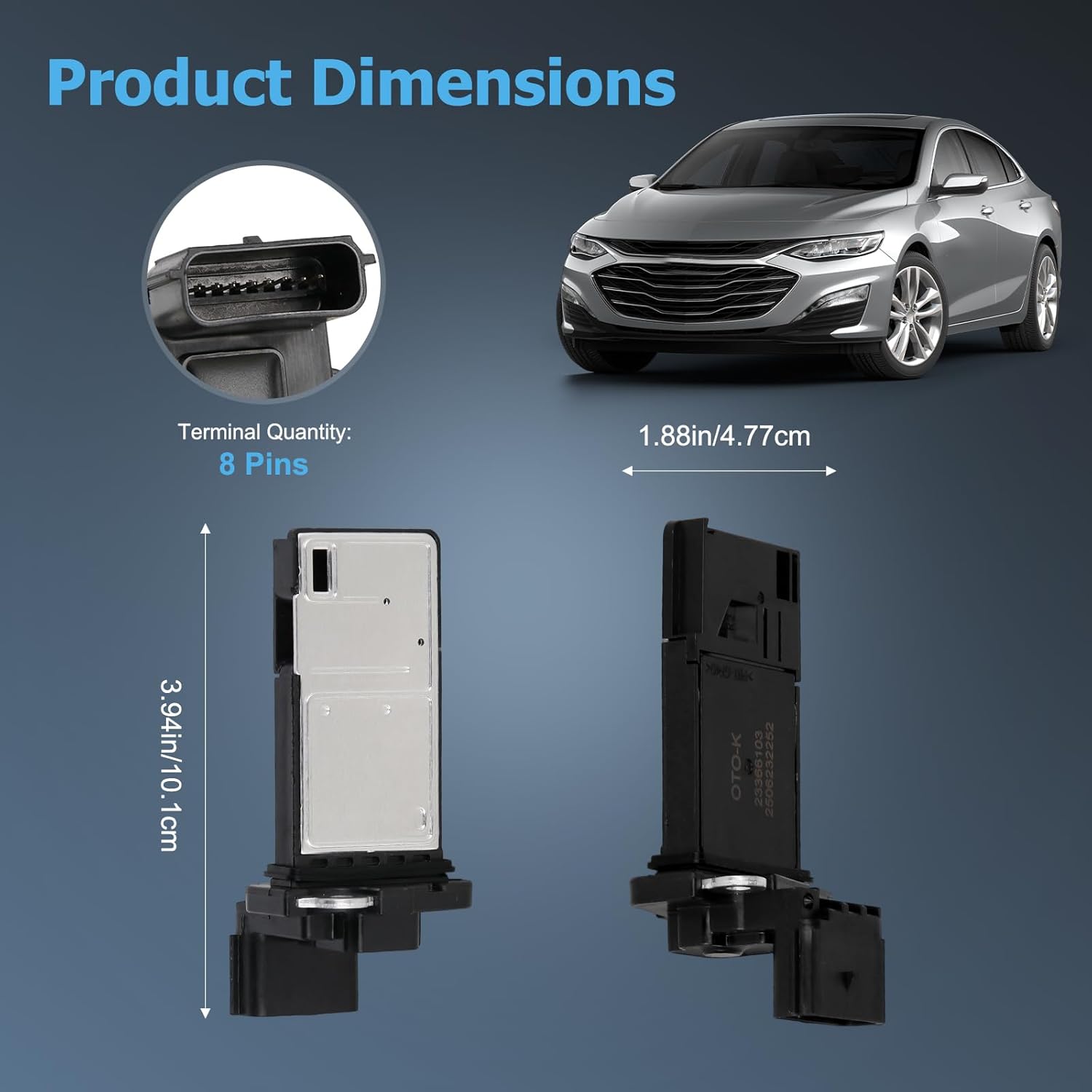 OTO-K Mass Air Flow Sensor MAF Compatible with Chevy Equinox Malibu GMC Terrain 2016 2017 2018 2019 2020 2021 2022 1.5L 4L,Replaces # 23366103