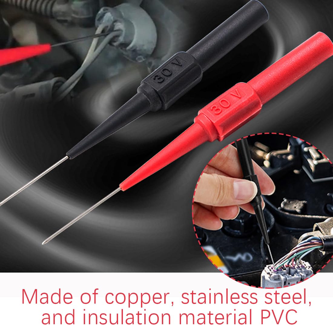 Aghi Piercing Per Multimetro, 10 Pezzi Punte Di Misurazione 0.7Mm 30V Per Test Elettrici Industriali, Sonde Rosse E Nere
