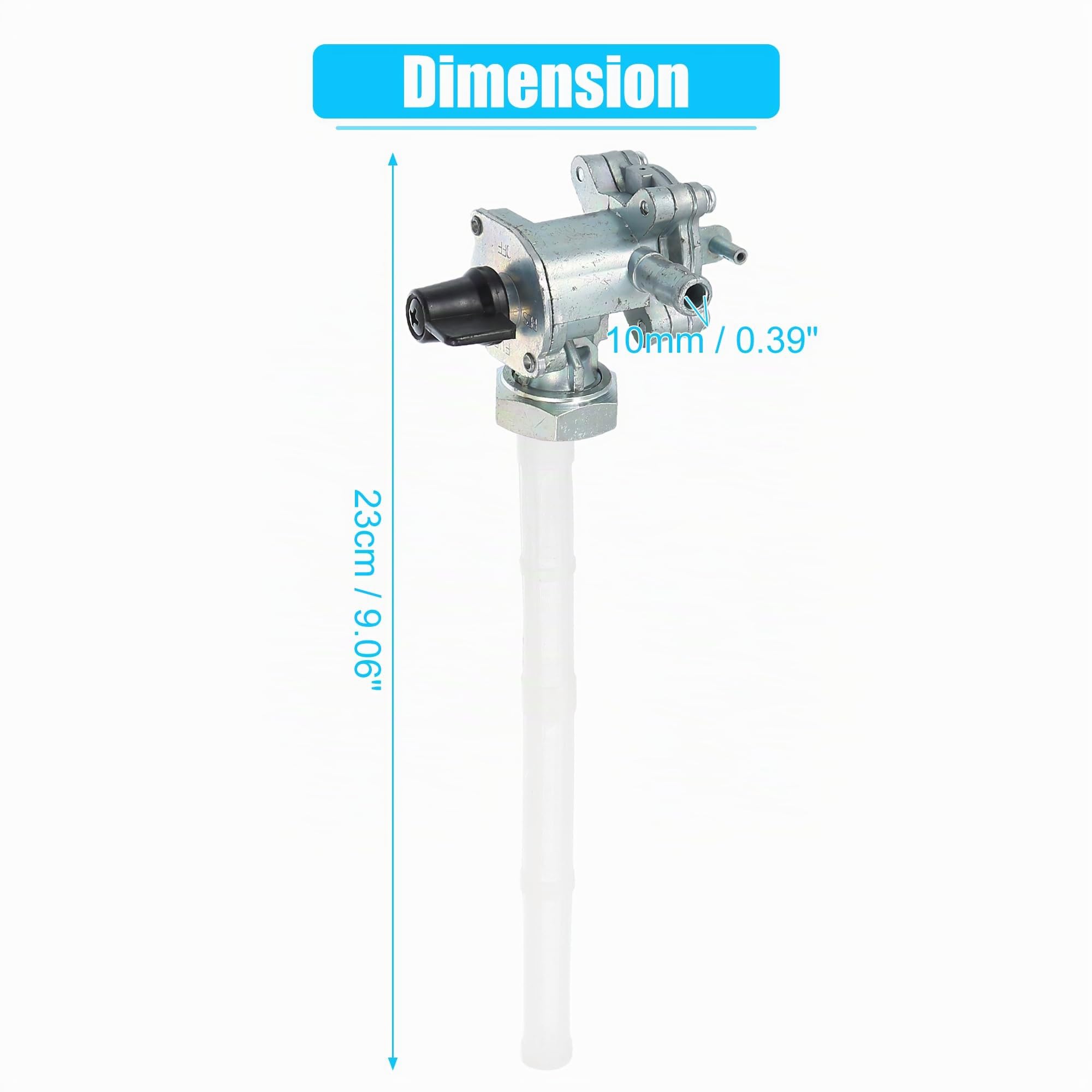 QUARKZMAN Robinet Réservoir Carburant Pour Honda CB500 1993-2003 1pc | Couleur Argent Et Or, Matériau Alliage Aluminium/Plastique, Longueur 23cm, Filtre 16.7cm, Diamètre 10mm